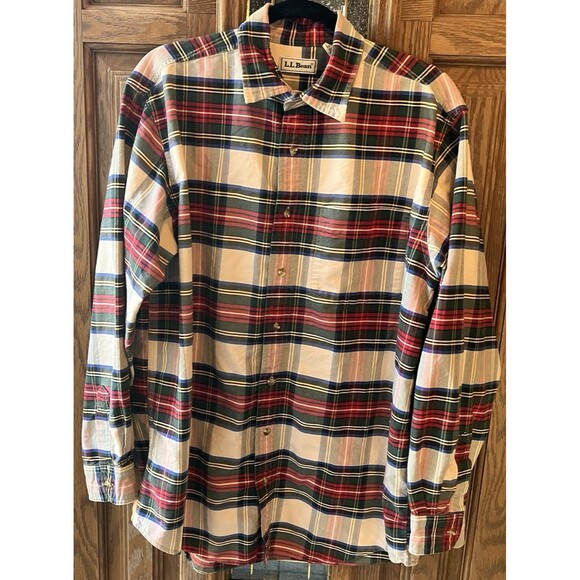 L.L. Bean Other - Vintage L.L. Bean Men’s Plaid Shirt Sz L Tall 100% Cotton Tartan Multicolored